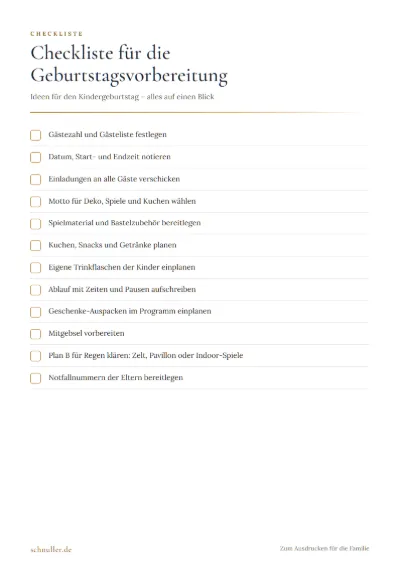 Vorschau: Checkliste für die Geburtstagsvorbereitung