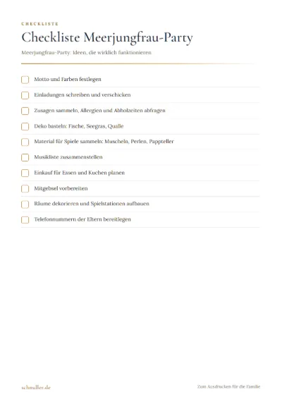 Vorschau: Checkliste Meerjungfrau-Party