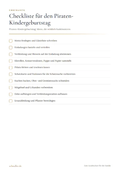 Vorschau: Checkliste für den Piraten-Kindergeburtstag