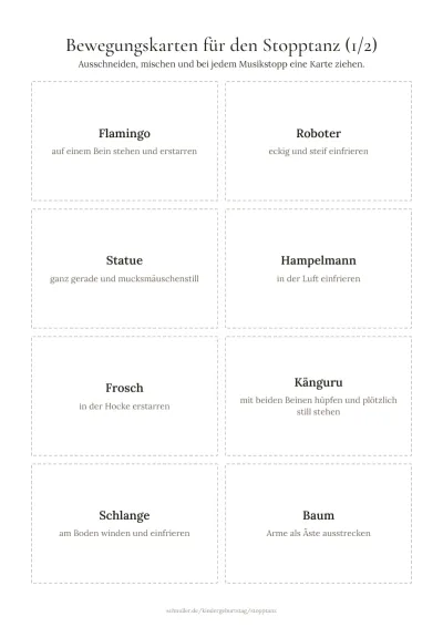 Vorlage: Druckvorlage: Bewegungskarten
