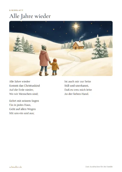 Vorschau: Liedblatt: Alle Jahre wieder
