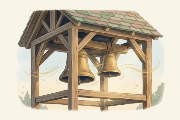 Illustration von Glocken, die zum Lied Bruder Jakob am Morgen läuten
