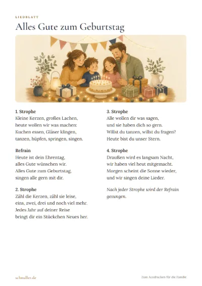 Vorschau: Liedblatt: Alles Gute zum Geburtstag