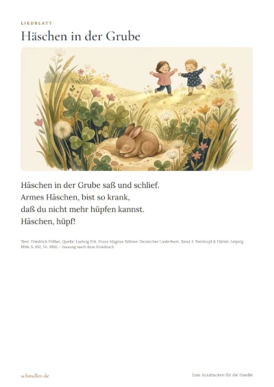 Vorschau: Liedblatt: Häschen in der Grube