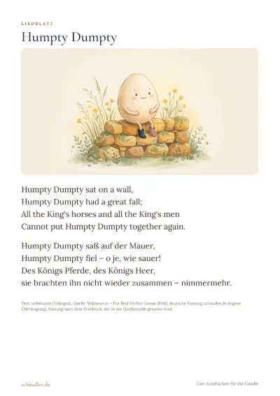 Vorschau: Liedblatt: Humpty Dumpty