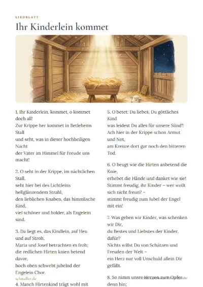 Vorschau: Liedblatt: Ihr Kinderlein kommet