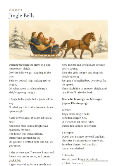 Vorschau: Liedblatt: Jingle Bells