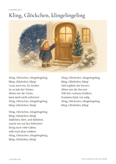 Vorschau: Liedblatt: Kling, Glöckchen, klingelingeling