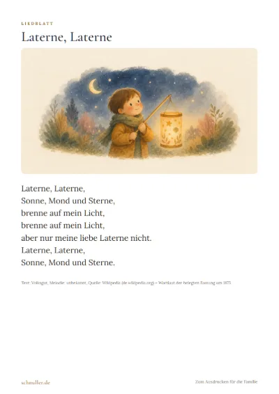 Vorschau: Liedblatt: Laterne, Laterne