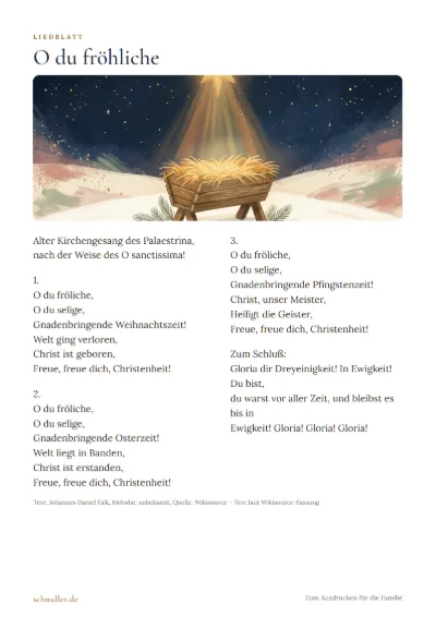 Vorschau: Liedblatt: O du fröhliche