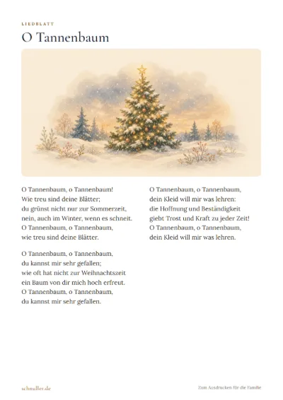 Vorschau: Liedblatt: O Tannenbaum