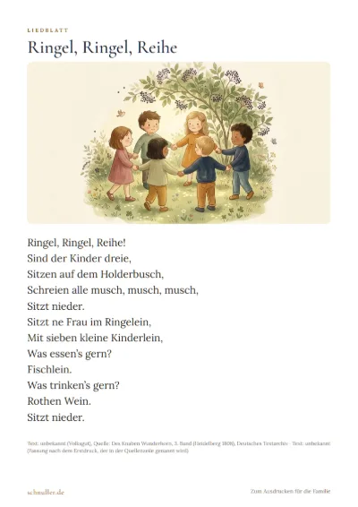 Vorschau: Liedblatt: Ringel, Ringel, Reihe