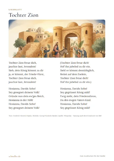 Vorschau: Liedblatt: Tochter Zion