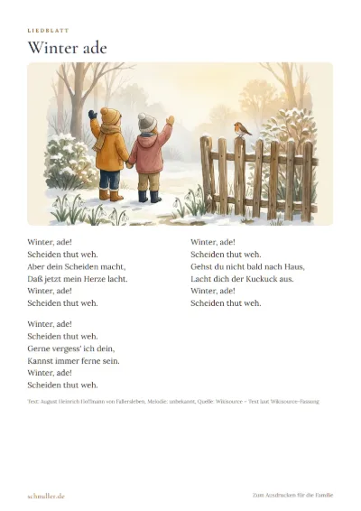 Vorschau: Liedblatt: Winter ade