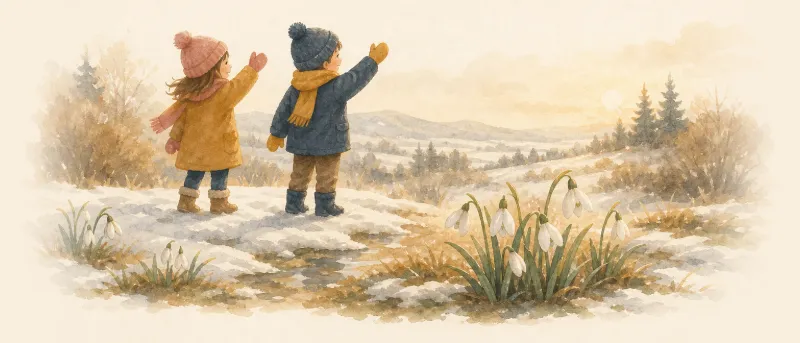 Winter ade: Kinder winken zum Abschied vom Winter in den Schnee – Titelbild zum Kinderlied