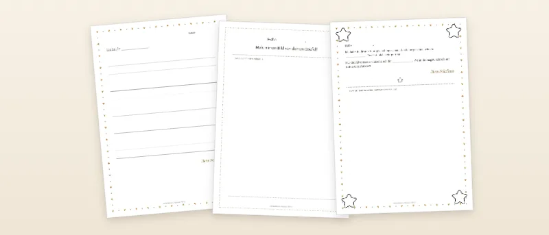 Brief vom Nikolaus: Sternenpapier, Brief mit Malbild und Lückentext-Brief