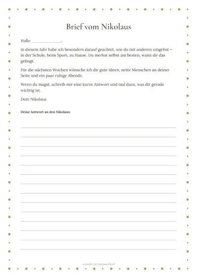 Vorlage: Namens-Brief
