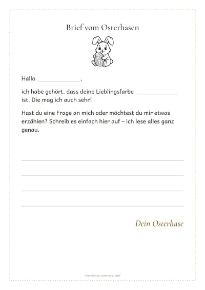 Vorlage: Brief mit Lücken zum Ausfüllen