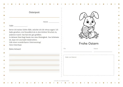 Vorlage: Mini-Brief fürs Osternest als Faltkarte