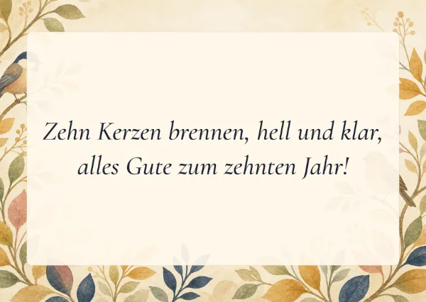 Spruchkarte: Zehn Kerzen brennen, hell und klar,