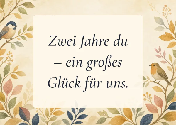 Spruchkarte: Zwei Jahre du – ein großes Glück für uns.