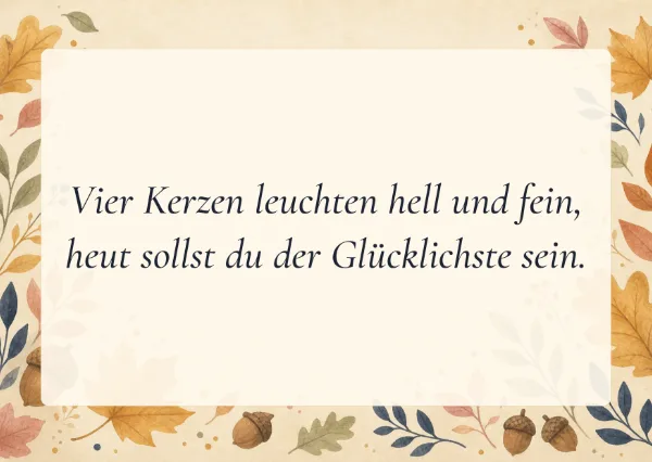 Spruchkarte: Vier Kerzen leuchten hell und fein,