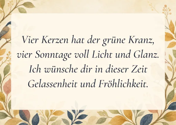 Spruchkarte: Vier Kerzen hat der grüne Kranz,