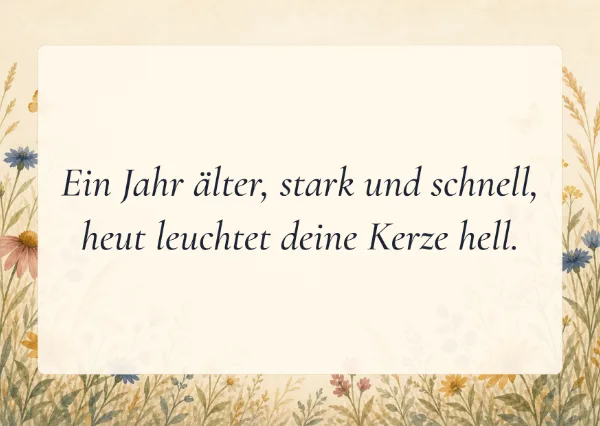 Spruchkarte: Ein Jahr älter, stark und schnell,