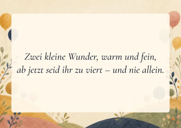 Spruchkarte: Zwei kleine Wunder, warm und fein,