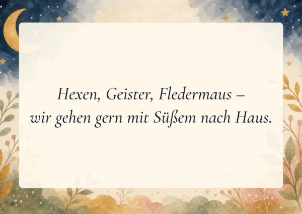 Spruchkarte: Hexen, Geister, Fledermaus –