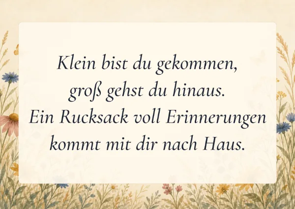 Spruchkarte: Klein bist du gekommen,