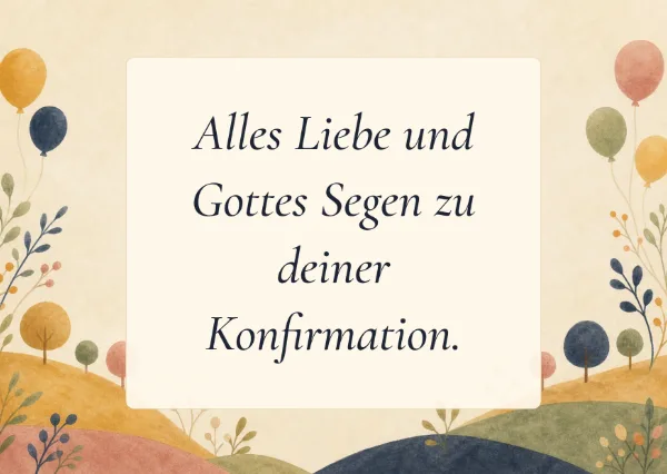 Spruchkarte: Alles Liebe und Gottes Segen zu deiner Konfirmation.