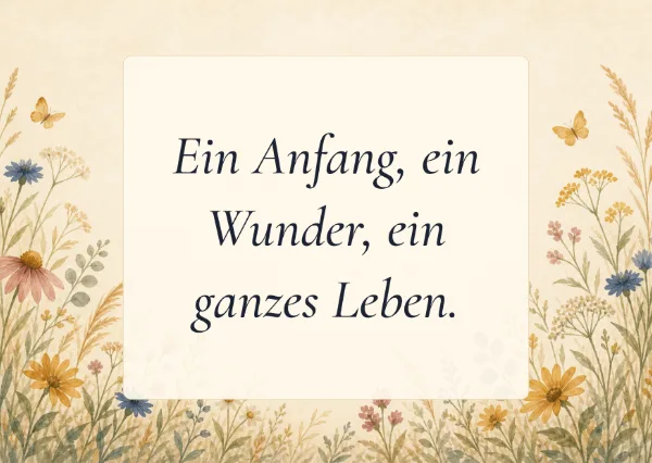Spruchkarte: Ein Anfang, ein Wunder, ein ganzes Leben.