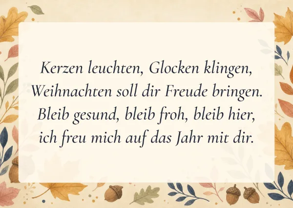 Spruchkarte: Kerzen leuchten, Glocken klingen,