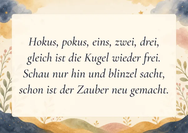 Spruchkarte: Hokus, pokus, eins, zwei, drei,
