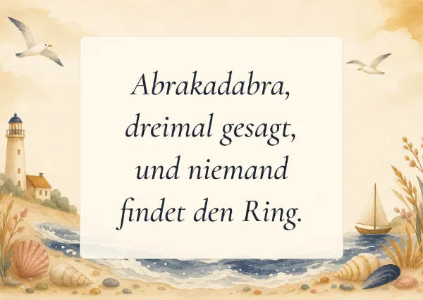 Spruchkarte: Abrakadabra, dreimal gesagt, und niemand findet den Ring.