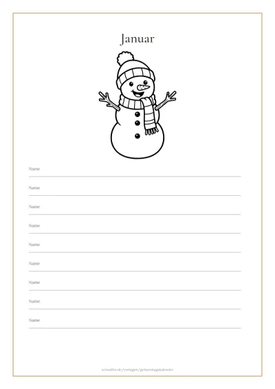 Vorlage: Kita-Kalender mit großen Monatsbildern