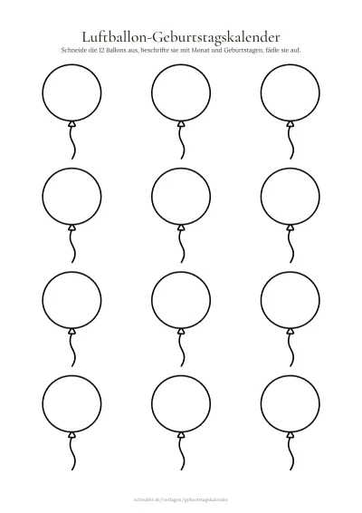 Vorlage: Luftballon-Kalender