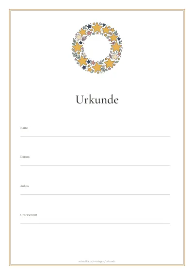 Vorlage: Sternenkranz-Urkunde