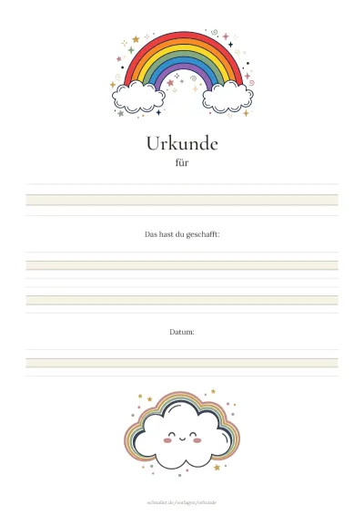Vorlage: Regenbogen-Urkunde
