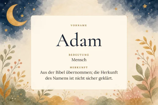 Namensgrafik zum Vornamen Adam: Bedeutung „Mensch“