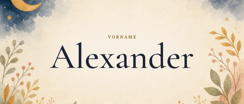 Vorname Alexander – der Name in Schmuckschrift auf gemaltem Hintergrund