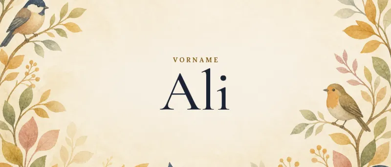 Vorname Ali – der Name in Schmuckschrift auf gemaltem Hintergrund