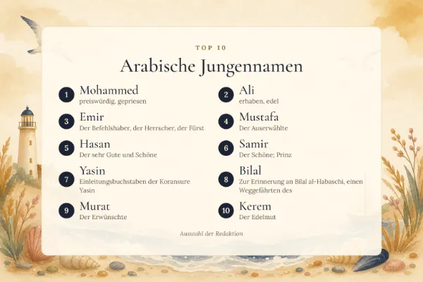 Arabische Jungennamen: die Top 10 mit Bedeutung – Mohammed, Ali, Emir, Mustafa, Hasan …