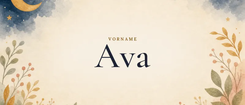 Vorname Ava – der Name in Schmuckschrift auf gemaltem Hintergrund