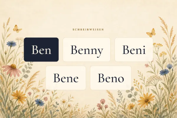 Der Vorname Ben in verschiedenen Schreibweisen: Ben, Benny, Beni, Bene, Beno