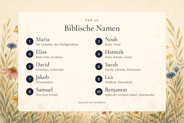 Biblische Namen: die Top 10 mit Bedeutung – Maria, Noah, Elias, Hannah, David …
