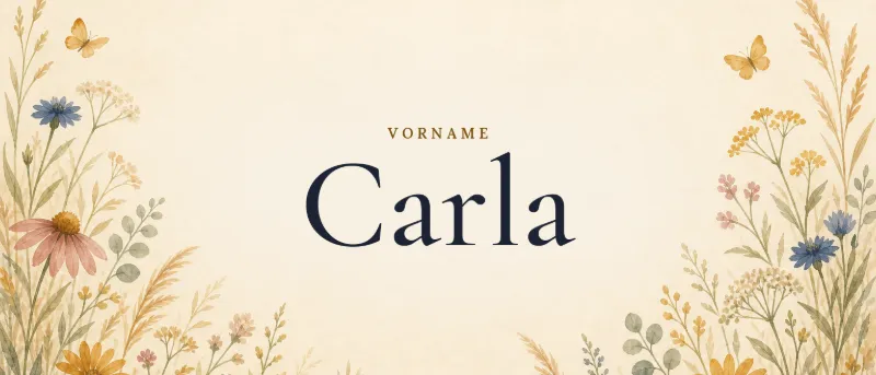 Vorname Carla – der Name in Schmuckschrift auf gemaltem Hintergrund