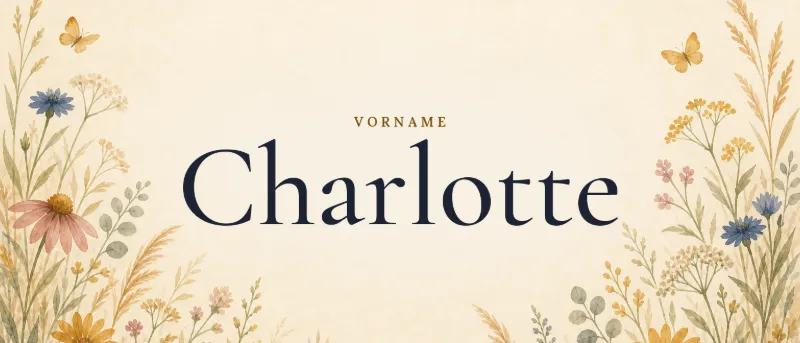 Vorname Charlotte – der Name in Schmuckschrift auf gemaltem Hintergrund