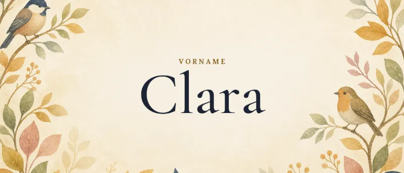 Vorname Clara – der Name in Schmuckschrift auf gemaltem Hintergrund